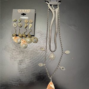 Shyanne Orange and Silver Teardrop Dangle Earrings Set